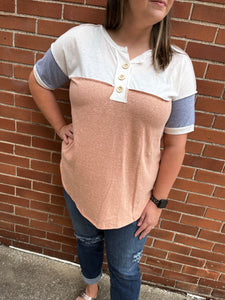 Color Block Button Top