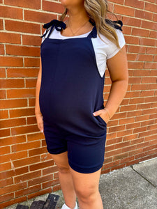 Navy Maternity Romper