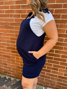 Navy Maternity Romper