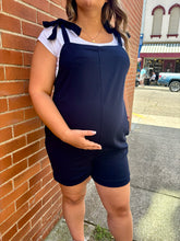 Load image into Gallery viewer, Navy Maternity Romper
