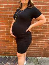 Load image into Gallery viewer, Black Ribbed Maternity Dress
