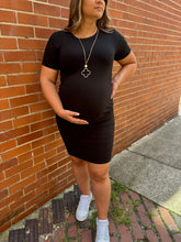 Load image into Gallery viewer, Black Ribbed Maternity Dress
