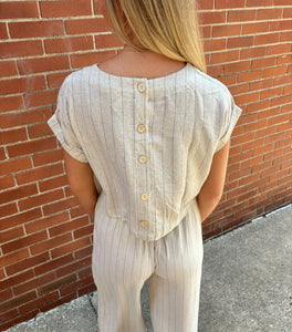 Beachin Pinstripe Linen Set